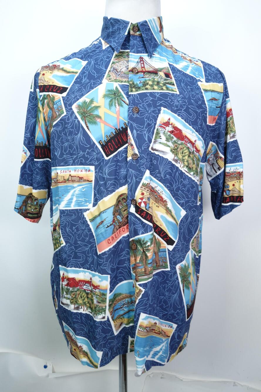 Reyn Spooner Shirt Mens Small Multicolor California Hawaiian Button Down Scenic